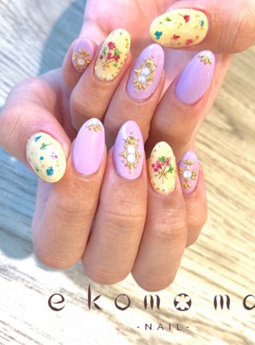 押し花ネイル　春ネイル　Springネイル