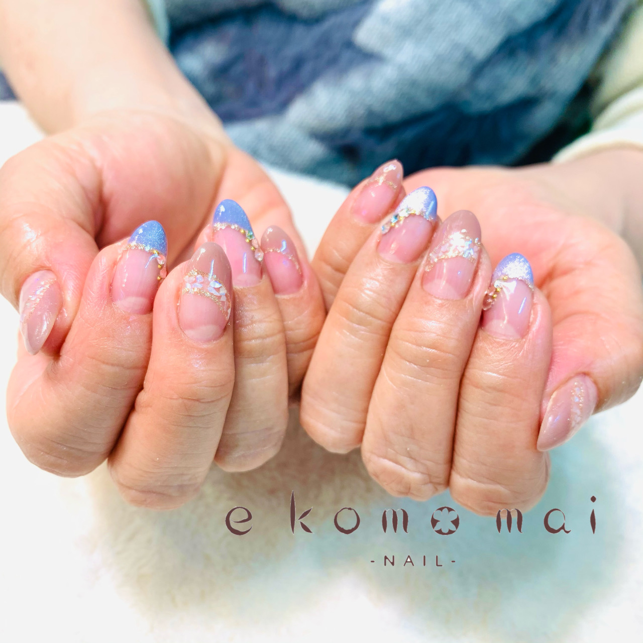 落ち着いた雰囲気の斜めフレンチジェルネイル 溝の口ネイルサロン E Komo Mai エコモマイ 落ち着いた雰囲気の斜めフレンチジェルネイル 溝の口ネイルサロン E Komo Mai エコモマイ