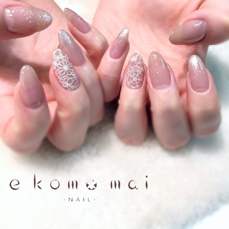 ホワイトレースネイル 溝の口ネイルサロン E Komo Mai エコモマイ ホワイトレースネイル 溝の口ネイルサロン E Komo Mai エコモマイ