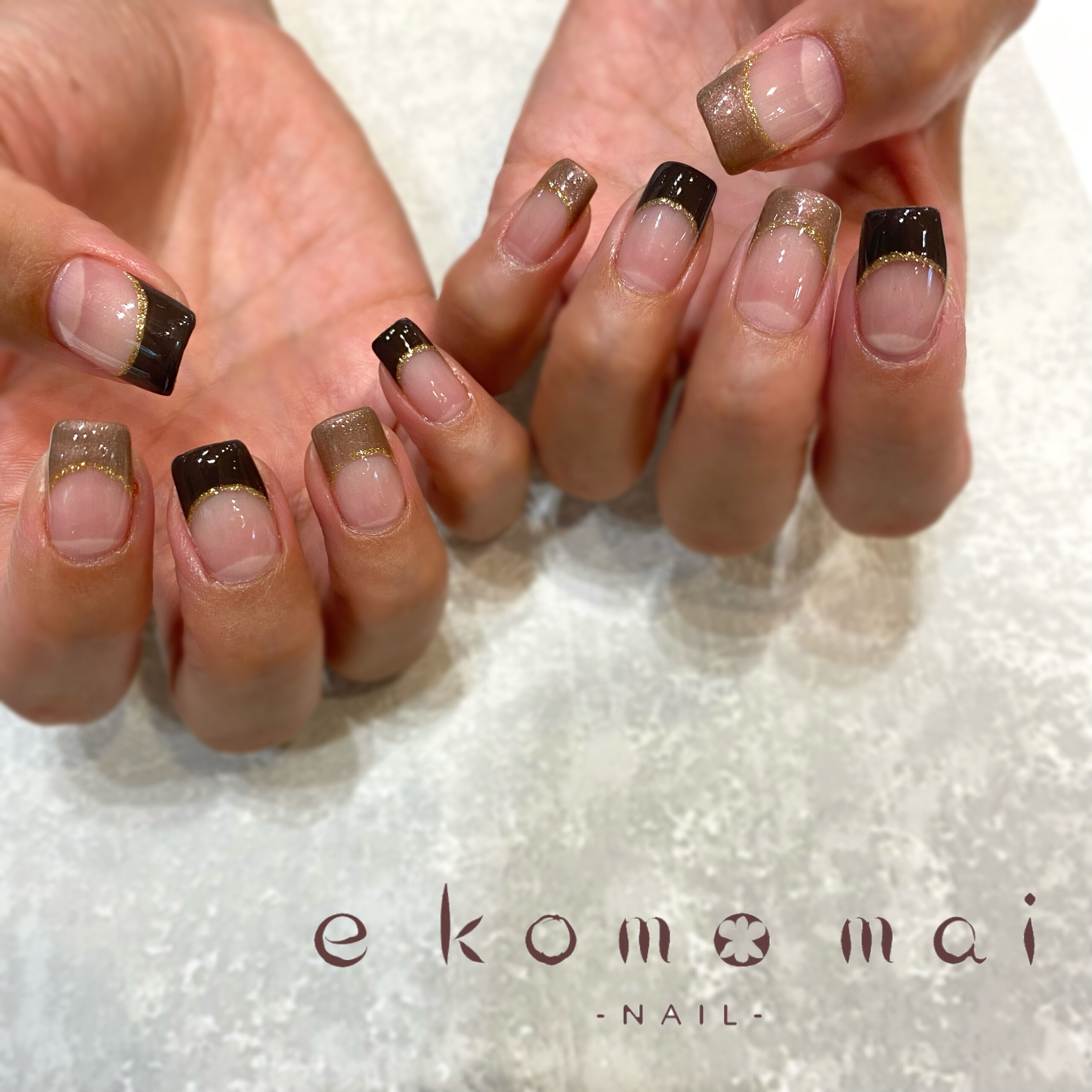 秋カラーフレンチネイル 溝の口ネイルサロン E Komo Mai エコモマイ