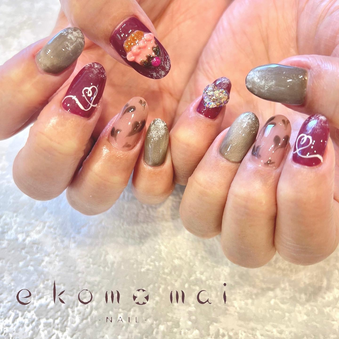 溝ノ口ネイルサロン ハートネイル バレンタインネイル 溝の口ネイルサロン E Komo Mai エコモマイ