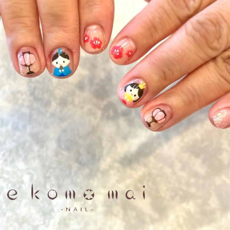 雛祭りネイル 溝の口ネイルサロン E Komo Mai エコモマイ
