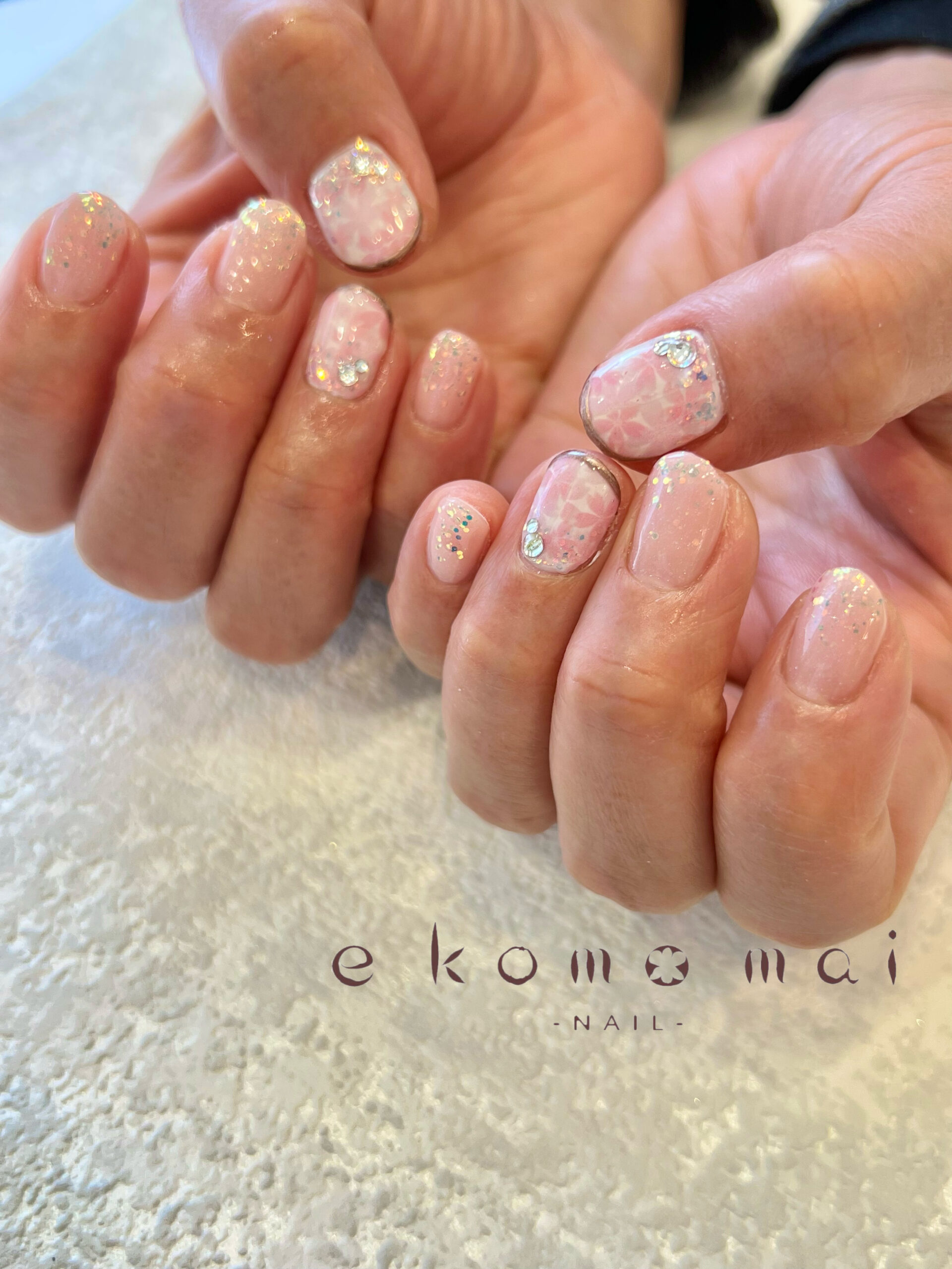 溝ノ口ネイルサロン 桜ネイル 桜デザイン 溝の口ネイルサロン E Komo Mai エコモマイ