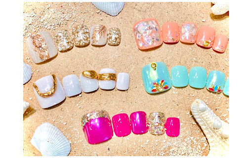 溝ノ口ネイルサロン　フットキャンペーンネイル フットネイル　夏ネイル