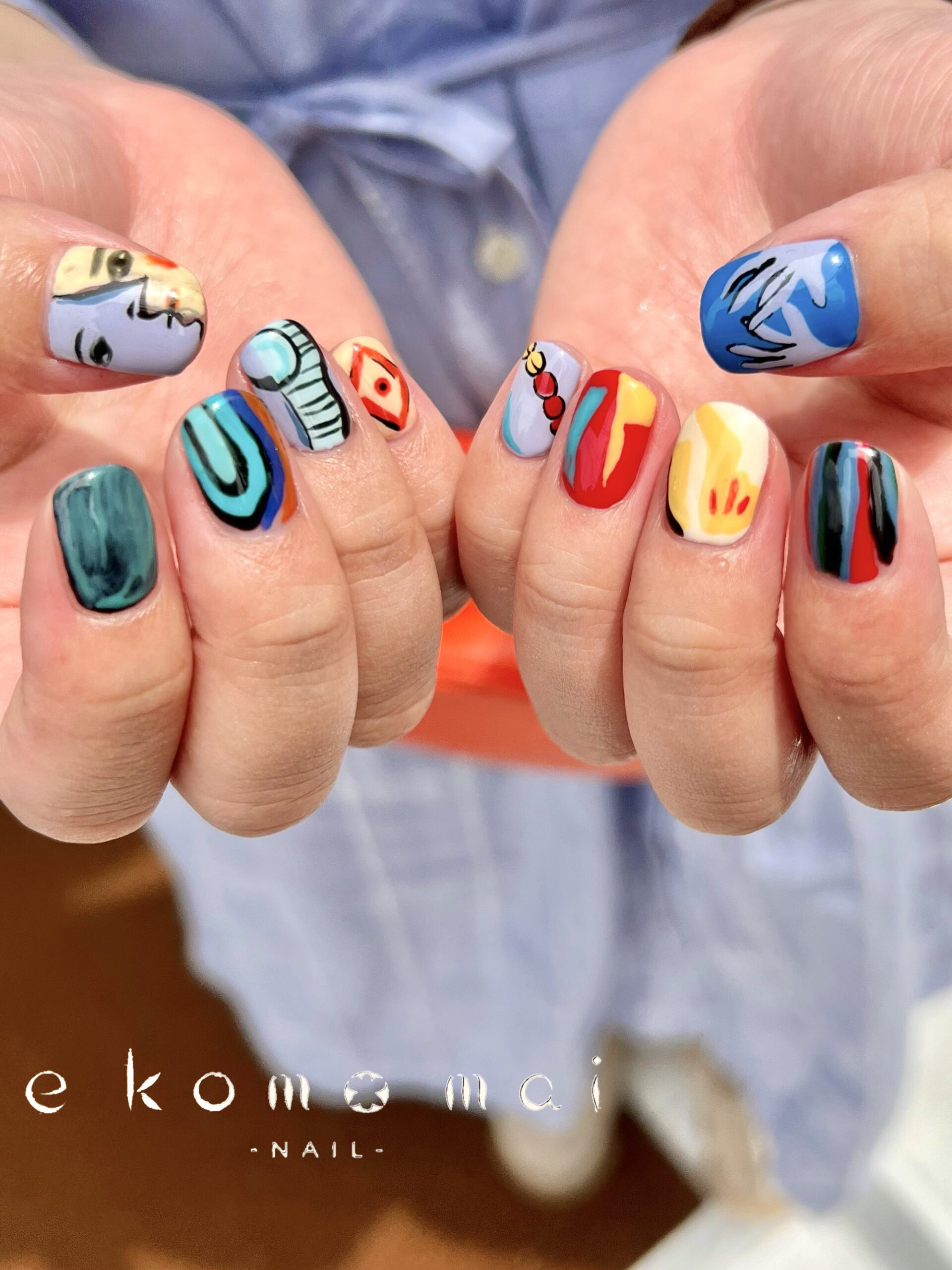 溝ノ口ネイルサロン 手書きアートネイル 個性派ネイル 溝の口ネイルサロン E Komo Mai エコモマイ
