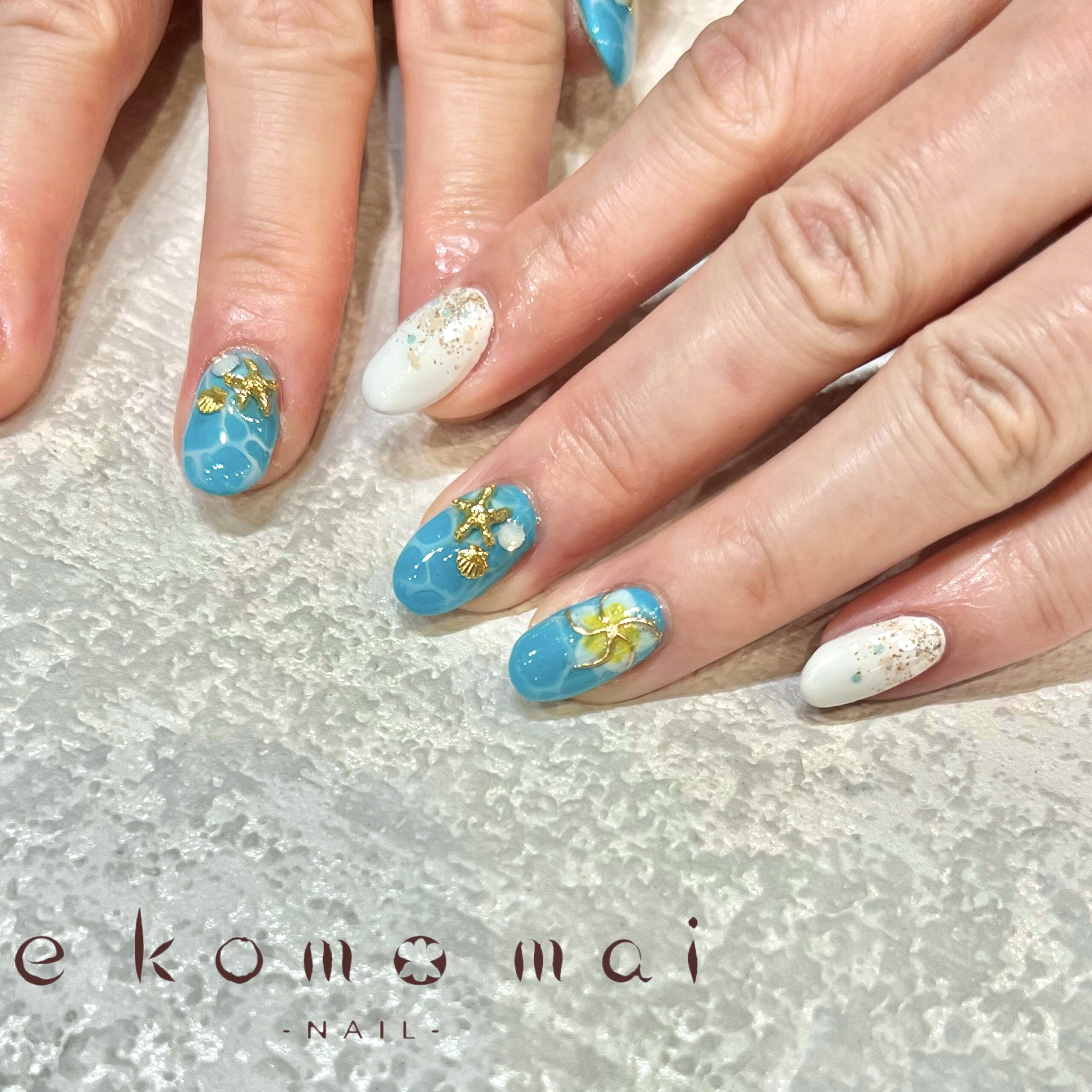 溝ノ口ネイルサロン プルメリアネイル 海ネイル 溝の口ネイルサロン E Komo Mai エコモマイ