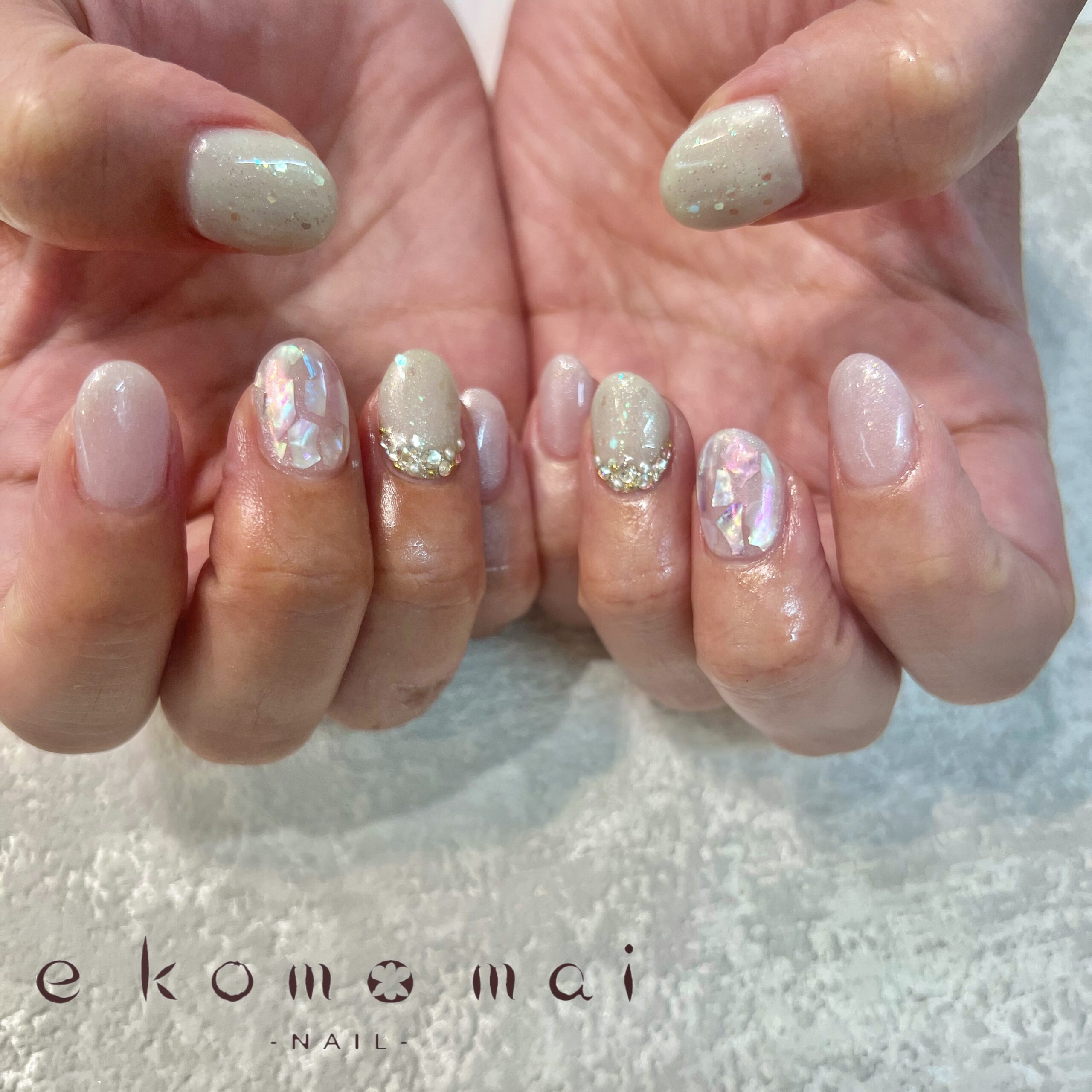 溝ノ口ネイルサロン シェルネイル 夏ネイル 溝の口ネイルサロン E Komo Mai エコモマイ