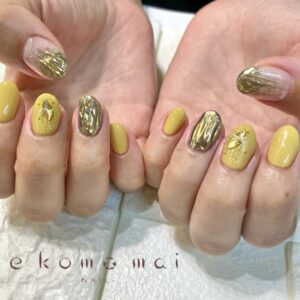 溝ノ口ネイルサロン　ニュアンスネイル　ミラーネイル　秋ネイル