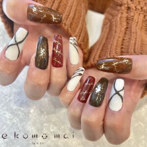 溝ノ口ネイルサロン　ニュアンスネイル　バレンタインネイル　ミラーネイル　ロングネイル　 冬ネイル