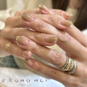 溝ノ口ネイルサロン 　ミラーネイル グラデーションネイル　