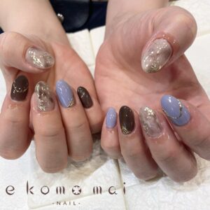 溝ノ口ネイルサロン　ニュアンスネイル　ミラーネイル　くすみネイル