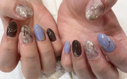 溝ノ口ネイルサロン　ニュアンスネイル　ミラーネイル　くすみネイル