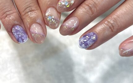 溝ノ口ネイルサロン　ニュアンスネイル　梅雨ネイル　紫陽花ネイル　アジサイネイル　夏ネイル