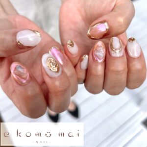 溝ノ口ネイルサロン　ニュアンスネイル　ミラーネイル　シェルネイル　 秋ネイル