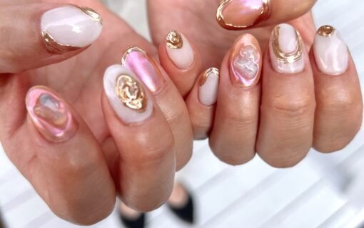 溝ノ口ネイルサロン　ニュアンスネイル　ミラーネイル　シェルネイル　 秋ネイル