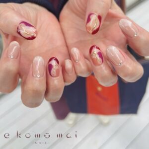 溝ノ口ネイル　キャンペーンネイル　秋ネイル　ニュアンスネイル