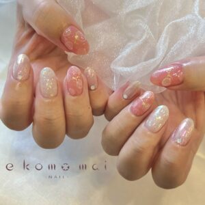 溝ノ口ネイルサロン　ニュアンスネイル　ドットネイル　ミラーネイル　