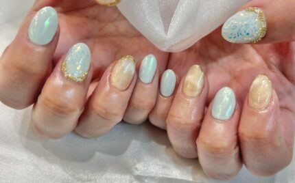 溝ノ口ネイルサロン　ニュアンスネイル　マグネットネイル　ミラーネイル　春ネイル シンプルネイル
