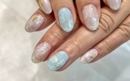 溝ノ口ネイルサロン　ニュアンスネイル　マグネットネイル　ミラーネイル　ドットネイル　デザインネイル 夏ネイル