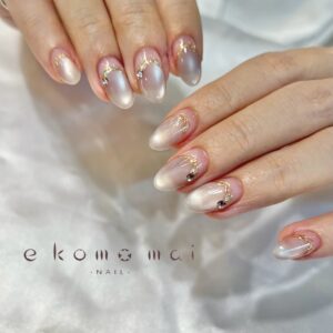 溝ノ口ネイルサロン　ニュアンスネイル　マグネットネイル　ミラーネイル　ニュアンスネイル　梅雨ネイル 　夏ネイル