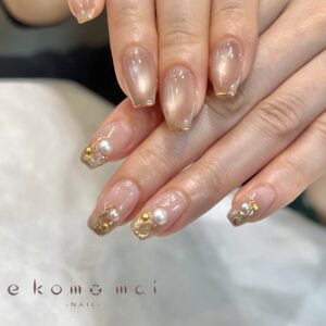 溝ノ口ネイルサロン　ニュアンスネイル　マグネットネイル　ミラーネイル　　夏ネイル