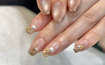 溝ノ口ネイルサロン　ニュアンスネイル　マグネットネイル　ミラーネイル　　夏ネイル