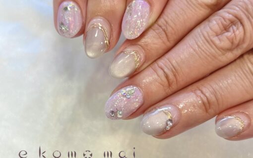 溝ノ口ネイルサロン　ニュアンスネイル　シェルネイル　ミラーネイル　ミラーネイル 　夏ネイル マグネットネイル　デザインネイル 　フィルムネイル