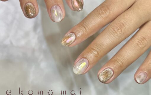 溝ノ口ネイルサロン　ニュアンスネイル　マグネットネイル　ミラーネイル　シンプルネイル　冬ネイル