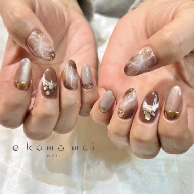 溝ノ口ネイルサロン　ニュアンスネイル　マグネットネイル　ミラーネイル　シェルネイル　大理石ネイル