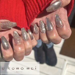 溝ノ口ネイルサロン　キラキラネイル　マグネットネイル　ミラーネイル　ワンカラーネイル　春ネイル