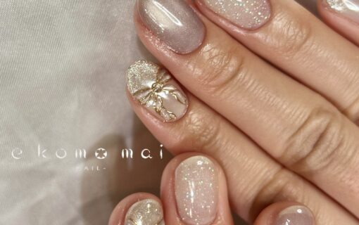 溝ノ口ネイルサロン　ニュアンスネイル　マグネットネイル　ミラーネイル　リボンネイル　春ネイル