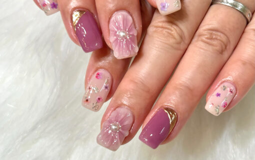 溝ノ口ネイルサロン　ニュアンスネイル　マグネットネイル　ミラーネイル　フラワーネイル　春ネイル