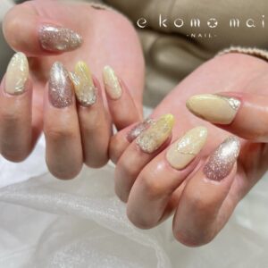溝ノ口ネイルサロン　ニュアンスネイル　マグネットネイル　ミラーネイル　蝶々ネイル　春ネイル