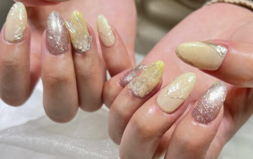 溝ノ口ネイルサロン　ニュアンスネイル　マグネットネイル　ミラーネイル　蝶々ネイル　春ネイル