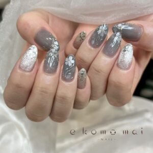 溝ノ口ネイルサロン　ニュアンスネイル　マグネットネイル　ミラーネイル　桜ネイル　春ネイル
