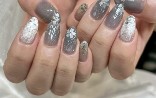 溝ノ口ネイルサロン　ニュアンスネイル　マグネットネイル　ミラーネイル　桜ネイル　春ネイル