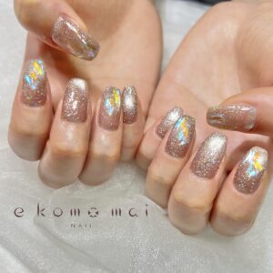 溝ノ口ネイルサロン　ニュアンスネイル　マグネットネイル　ミラーネイル　シェルネイル　シーズンネイル 夏ネイル