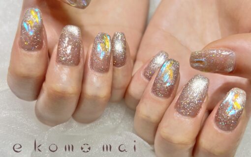 溝ノ口ネイルサロン　ニュアンスネイル　マグネットネイル　ミラーネイル　シェルネイル　シーズンネイル 夏ネイル