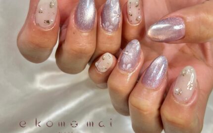 溝ノ口ネイルサロン　パラジェル　フィルイン　ネイル　マグネットネイル　オフィスネイル　シンプルネイル　 春ネイル　マグネットネイル フラワーネイル