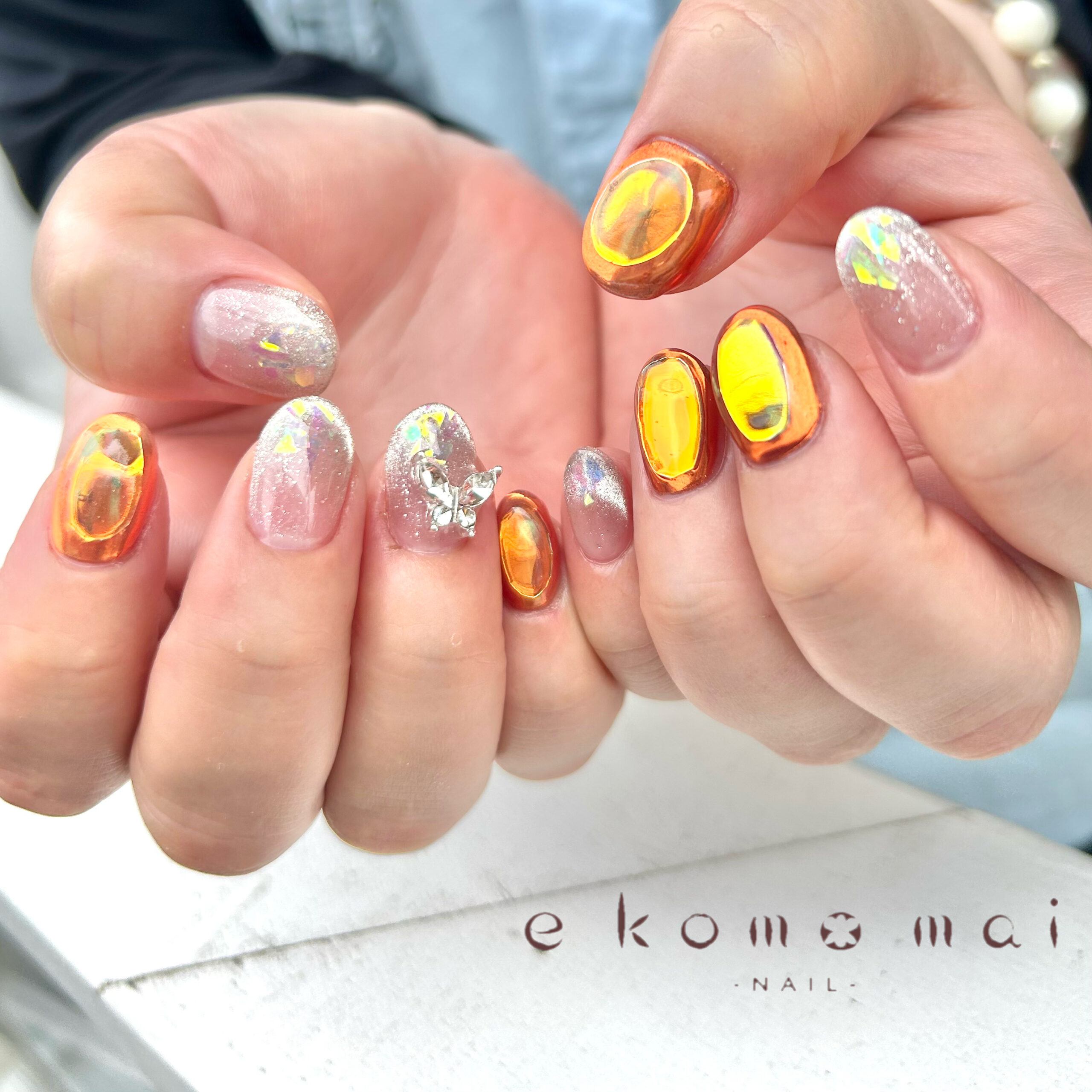 溝ノ口ネイルサロン パラジェル フィルイン ネイル マグネットネイル オフィスネイル シンプルネイル 春ネイル マグネットネイル フィルムネイル