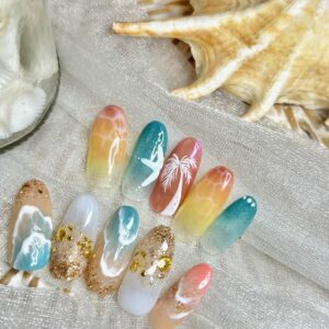 溝ノ口ネイルサロン　パラジェル　フィルイン　ネイル　マグネットネイル　オフィスネイル　シンプルネイル　 夏ネイル　マグネットネイル ビーチネイル