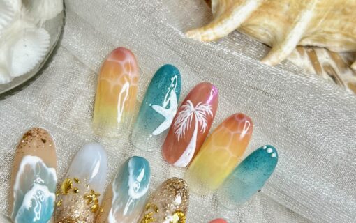 溝ノ口ネイルサロン　パラジェル　フィルイン　ネイル　マグネットネイル　オフィスネイル　シンプルネイル　 夏ネイル　マグネットネイル ビーチネイル