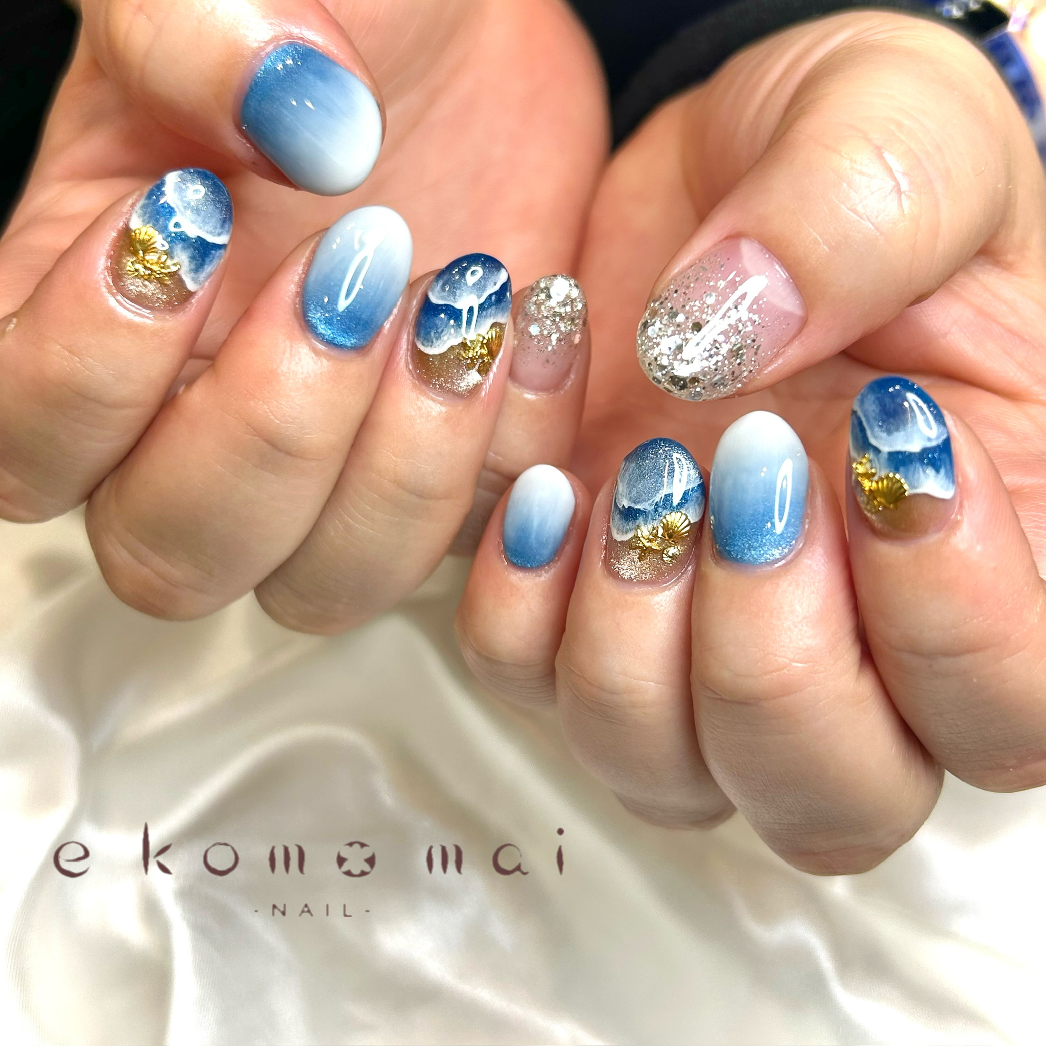 溝ノ口ネイルサロン パラジェル フィルイン ネイル マグネットネイル オフィスネイル シンプルネイル 夏ネイル マグネットネイル ビーチネイル