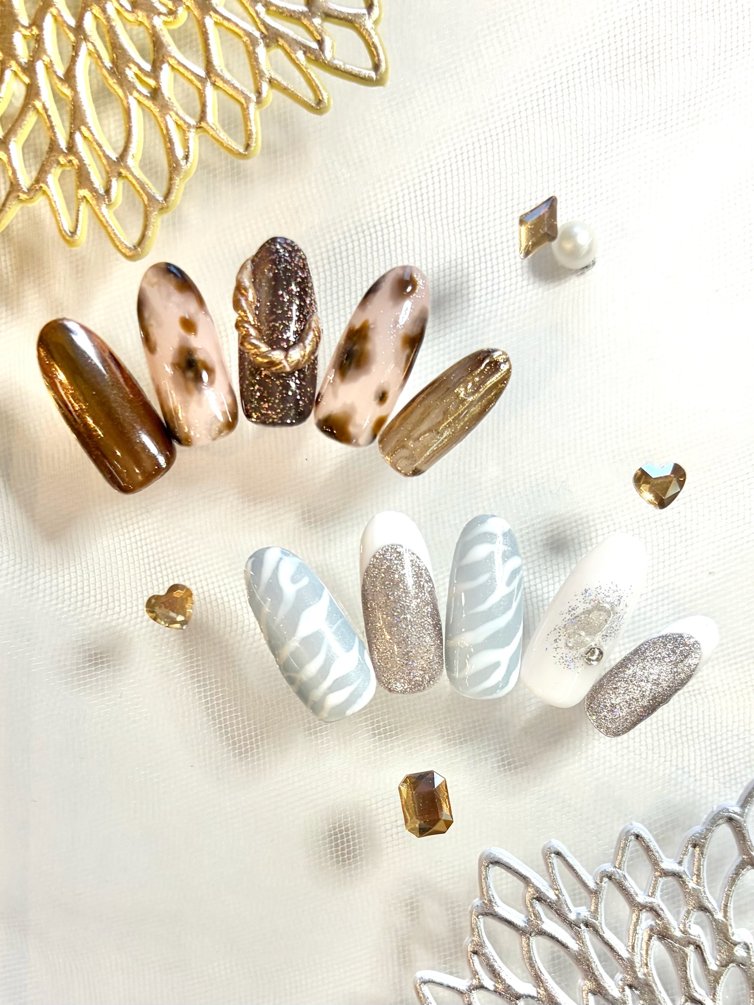 溝ノ口ネイルサロン　パラジェル　フィルイン　ネイル　マグネットネイル　オフィスネイル　シンプルネイル　 秋ネイル　マグネットネイル フレンチネイル 秋ネイル　アニマルネイル