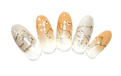 溝ノ口ネイルサロン　パラジェル　フィルイン　ネイル　 秋ネイル フレンチネイル 秋ネイル　ニュアンスネイル　アートネイル　ニュアンスネイル　和風ネイル　フラワーネイル