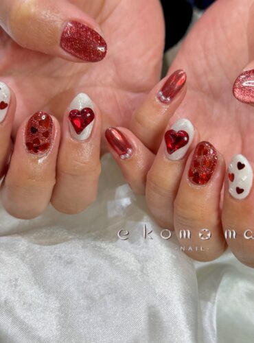 溝ノ口ネイルサロン　パラジェル　フィルイン　ネイル　 秋ネイル フレンチネイル 秋ネイル　ニュアンスネイル　アートネイル　パーツネイル　ハートネイル