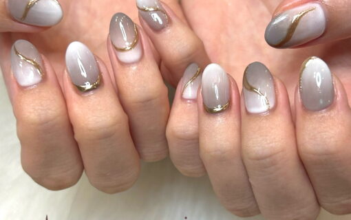 溝ノ口ネイルサロン　パラジェル　フィルイン　ネイル　 秋ネイル フレンチネイル 秋ネイル　ニュアンスネイル　アートネイル　手書きネイル　グラデーションネイル