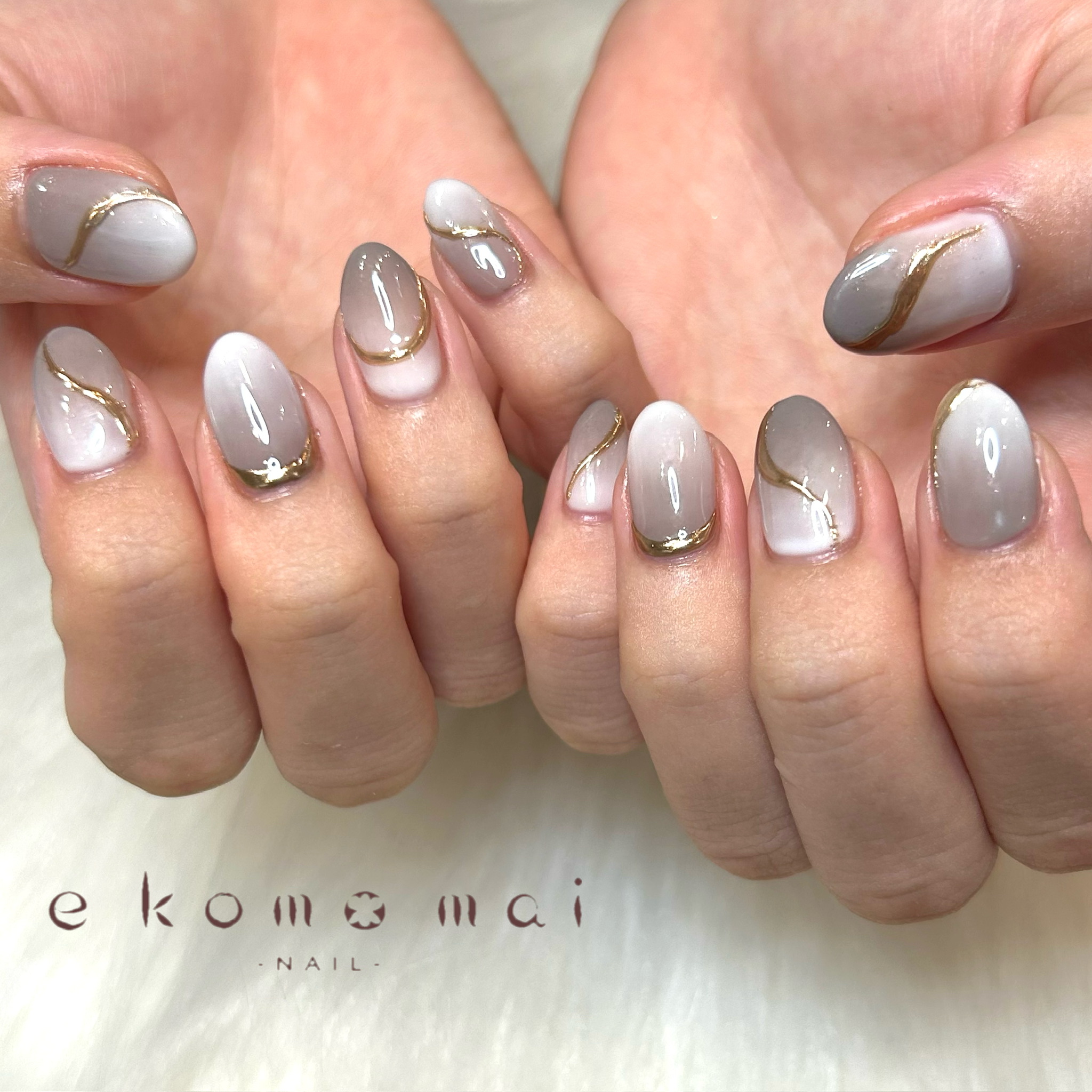 溝ノ口ネイルサロン　パラジェル　フィルイン　ネイル　 秋ネイル フレンチネイル 秋ネイル　ニュアンスネイル　アートネイル　手書きネイル　グラデーションネイル