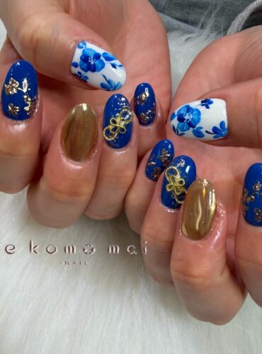 溝ノ口ネイルサロン　パラジェル　フィルイン　ネイル　 秋ネイル フレンチネイル 秋ネイル　アートネイル　和柄ネイル　アートネイル　フラワーネイル