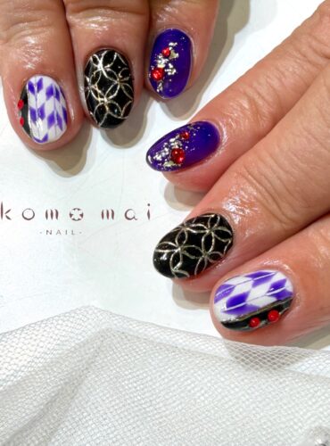 溝ノ口ネイルサロン　パラジェル　フィルイン　ネイル　 秋ネイル フレンチネイル 秋ネイル　アートネイル　和柄ネイル　アートネイル